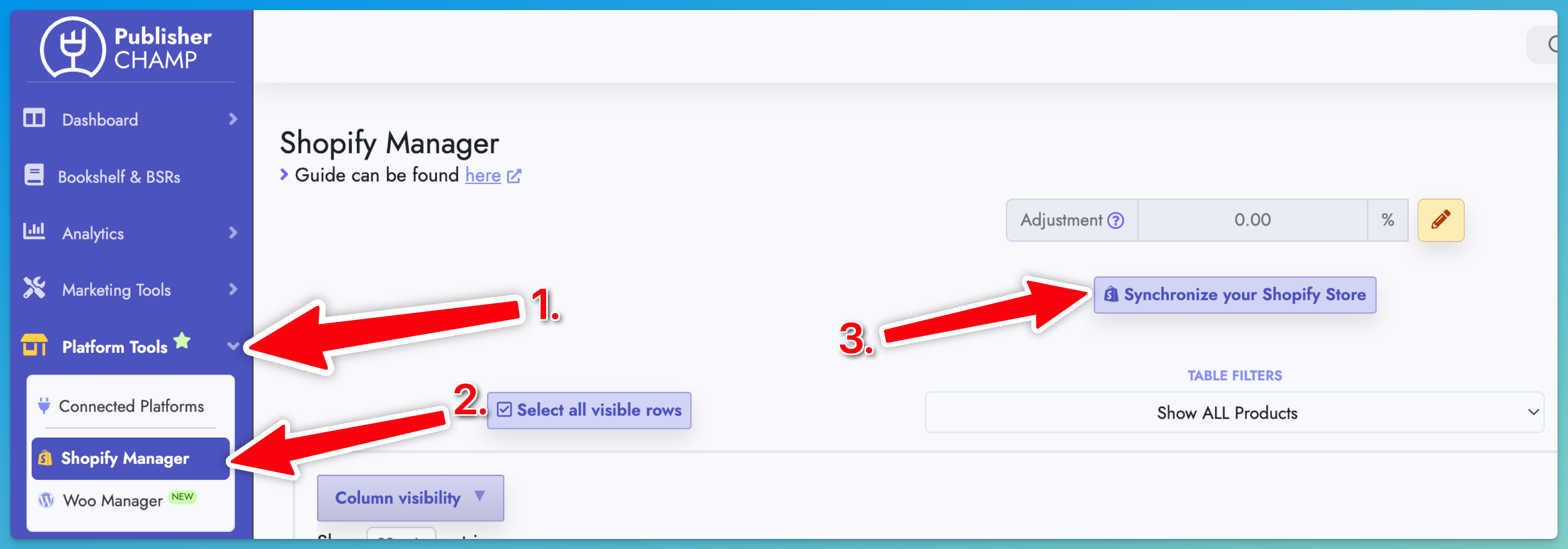 Synchronize your Shopify Store button