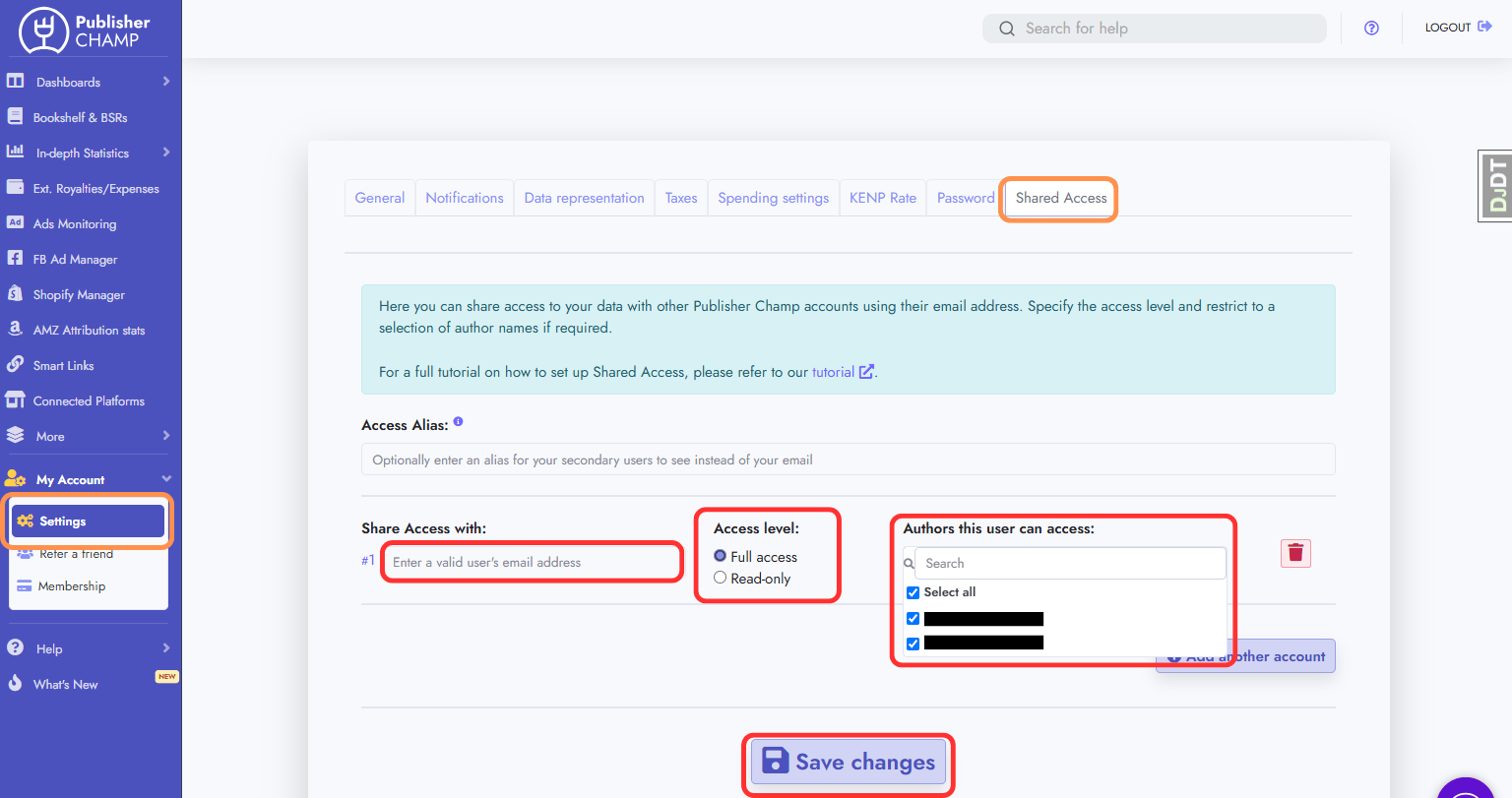 Master account login page