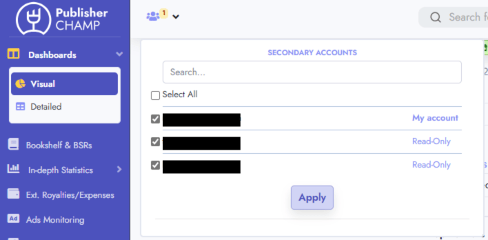 Master account login page