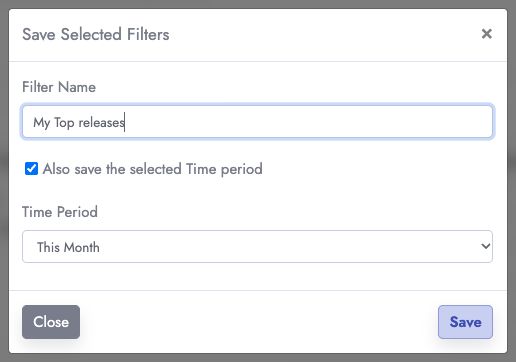 Saved filter name