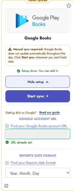 Paste Google Account URL to the correct field
