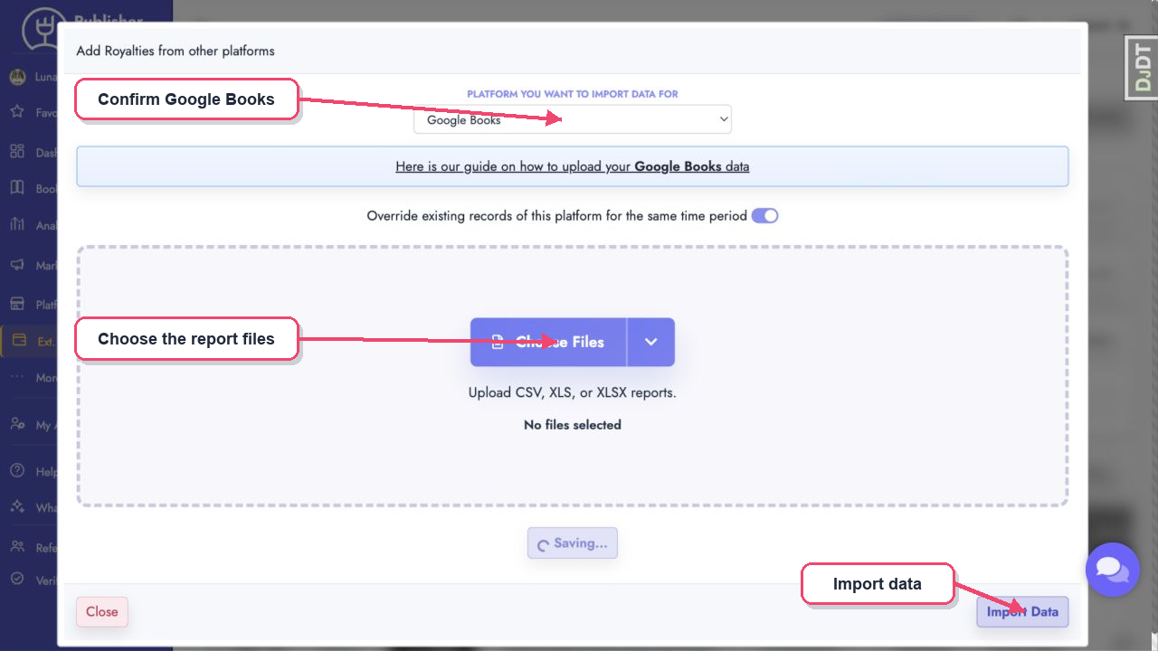 Upload Google Books data file