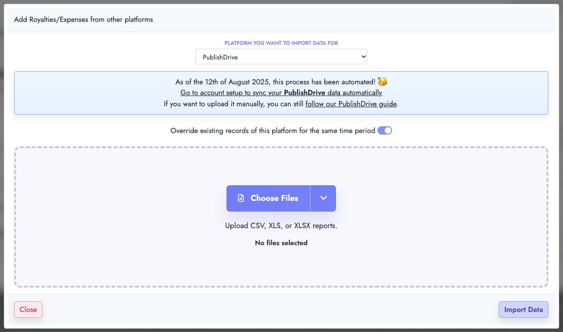Upload PublishDrive data file