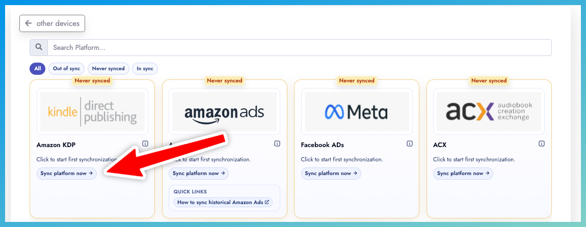 Synchronize Amazon KDP button