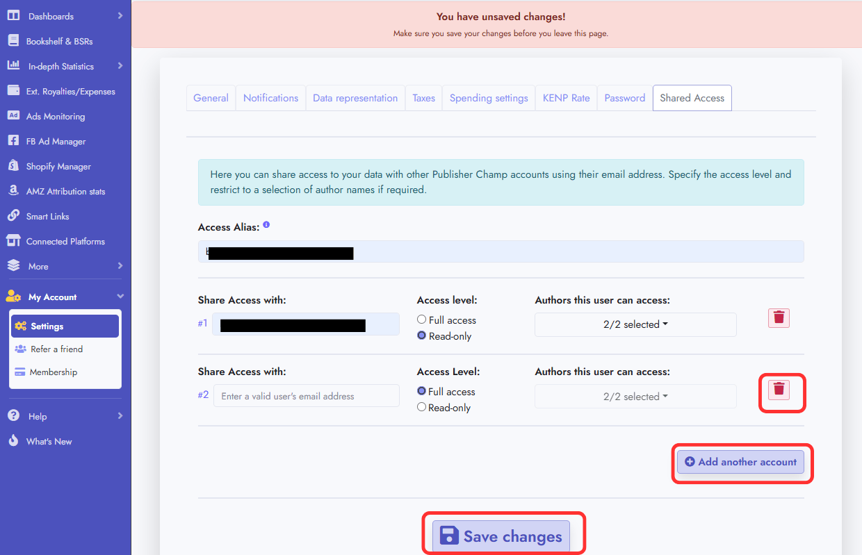 Master account login page