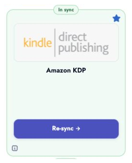 Connected Amazon KDP card with the Re-sync button