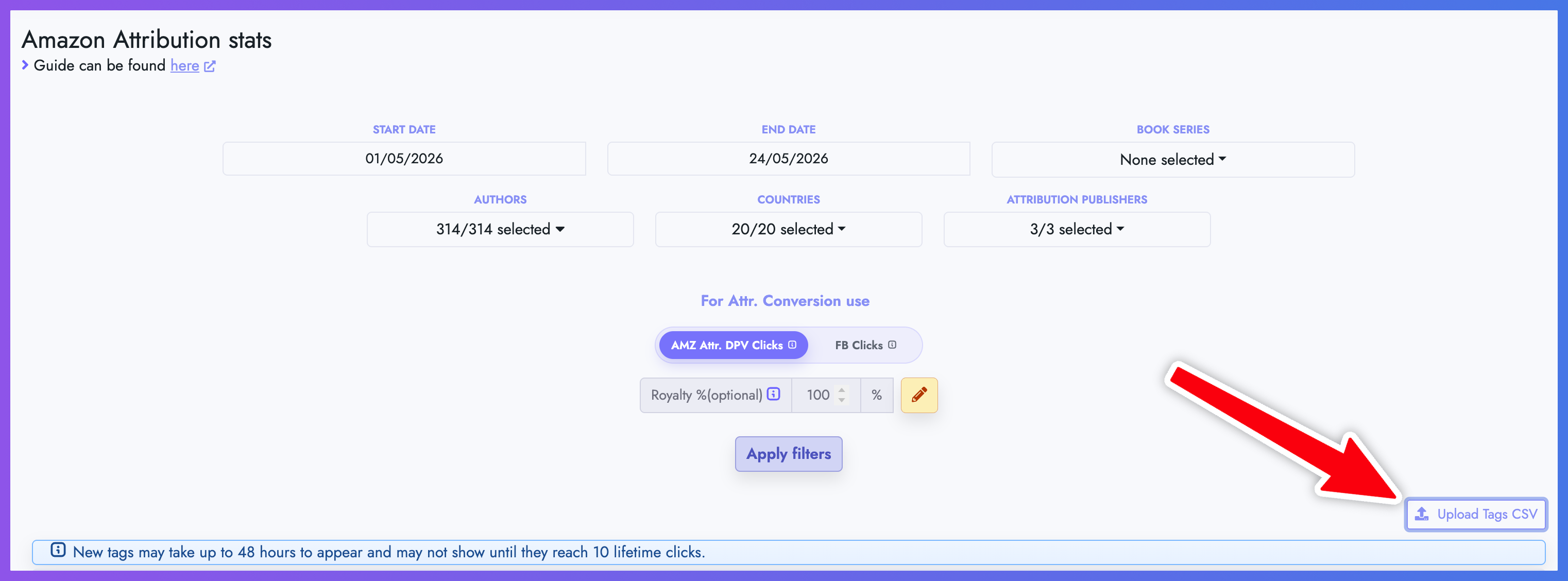 Upload attribution tags