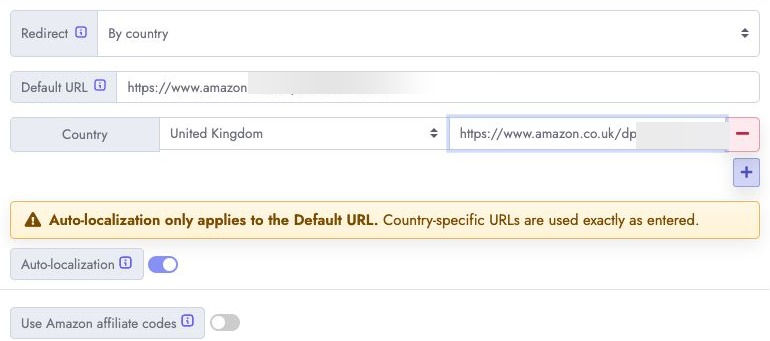 By country redirect URL setup