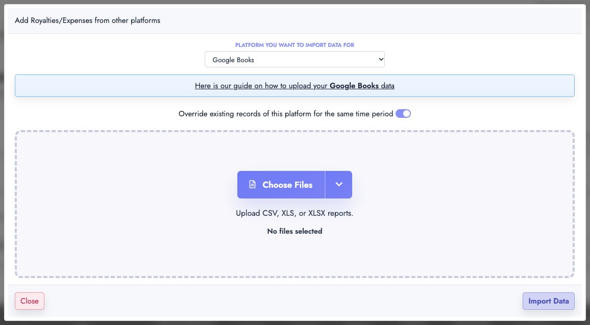 Import a royalty report from another platform