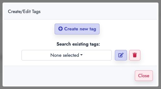 Create, edit, or delete tags for external entries